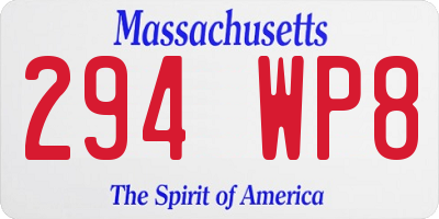 MA license plate 294WP8
