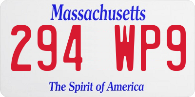 MA license plate 294WP9