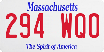 MA license plate 294WQ0