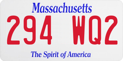 MA license plate 294WQ2