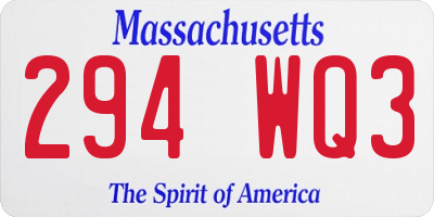 MA license plate 294WQ3