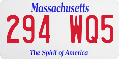 MA license plate 294WQ5