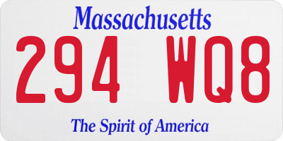 MA license plate 294WQ8
