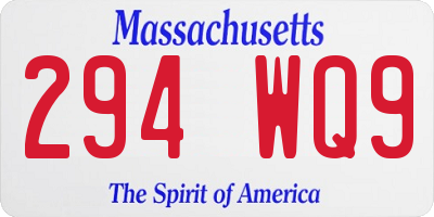 MA license plate 294WQ9