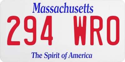 MA license plate 294WR0