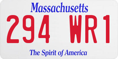 MA license plate 294WR1