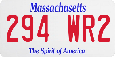 MA license plate 294WR2