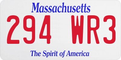 MA license plate 294WR3