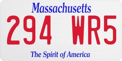 MA license plate 294WR5