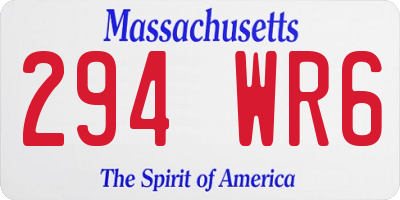 MA license plate 294WR6