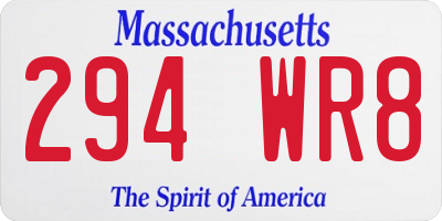 MA license plate 294WR8