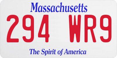 MA license plate 294WR9