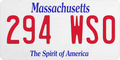 MA license plate 294WS0