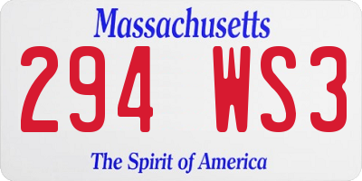 MA license plate 294WS3