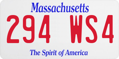 MA license plate 294WS4