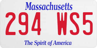 MA license plate 294WS5
