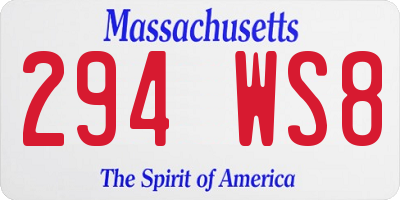 MA license plate 294WS8