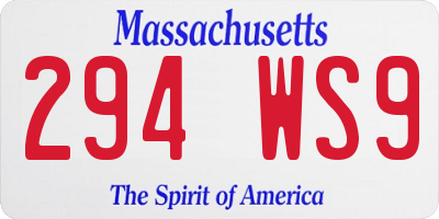 MA license plate 294WS9