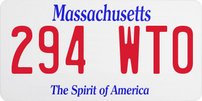 MA license plate 294WT0