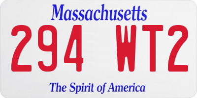 MA license plate 294WT2