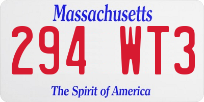 MA license plate 294WT3