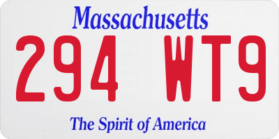 MA license plate 294WT9