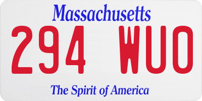 MA license plate 294WU0