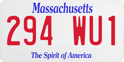 MA license plate 294WU1