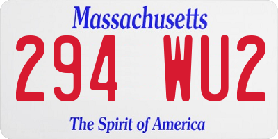 MA license plate 294WU2