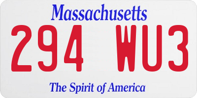 MA license plate 294WU3