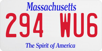 MA license plate 294WU6