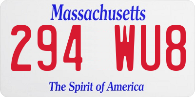MA license plate 294WU8