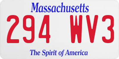 MA license plate 294WV3