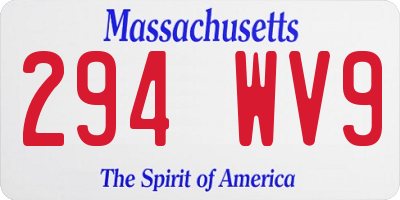 MA license plate 294WV9