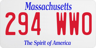 MA license plate 294WW0