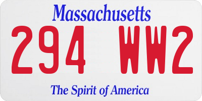 MA license plate 294WW2