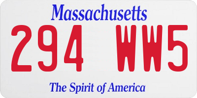 MA license plate 294WW5