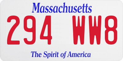MA license plate 294WW8