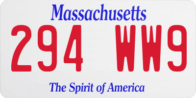 MA license plate 294WW9