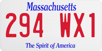 MA license plate 294WX1