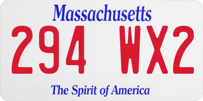 MA license plate 294WX2