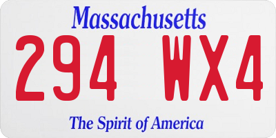 MA license plate 294WX4