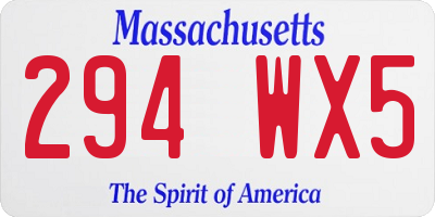 MA license plate 294WX5