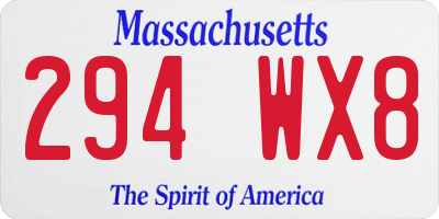 MA license plate 294WX8