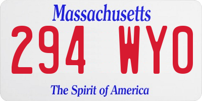 MA license plate 294WY0
