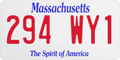 MA license plate 294WY1