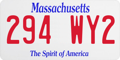 MA license plate 294WY2