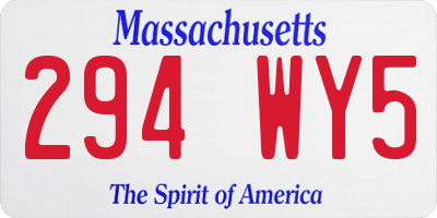 MA license plate 294WY5