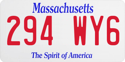 MA license plate 294WY6