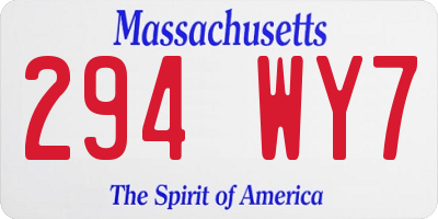 MA license plate 294WY7